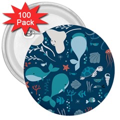 Cool Sea Life Pattern 3  Buttons (100 Pack)  by Bigfootshirtshop