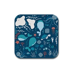 Cool Sea Life Pattern Rubber Square Coaster (4 Pack)  by Bigfootshirtshop