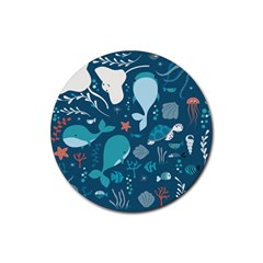 Cool Sea Life Pattern Rubber Round Coaster (4 Pack)  by Bigfootshirtshop