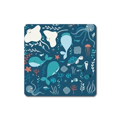 Cool Sea Life Pattern Square Magnet by Bigfootshirtshop