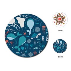 Cool Sea Life Pattern Playing Cards (round)  by Bigfootshirtshop