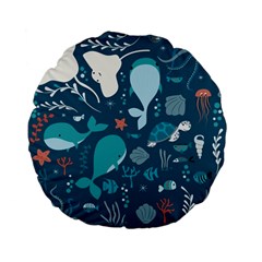 Cool Sea Life Pattern Standard 15  Premium Flano Round Cushions by Bigfootshirtshop