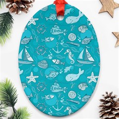 Fun Everyday Sea Life Oval Ornament (two Sides) by Bigfootshirtshop