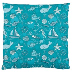 Fun Everyday Sea Life Large Cushion Case (two Sides) by Bigfootshirtshop