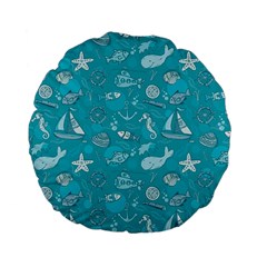 Fun Everyday Sea Life Standard 15  Premium Flano Round Cushions by Bigfootshirtshop