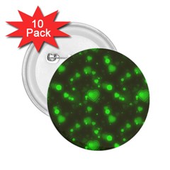 Neon Green Bubble Hearts 2 25  Buttons (10 Pack)  by PodArtist