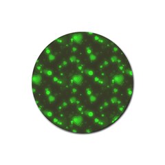 Neon Green Bubble Hearts Rubber Round Coaster (4 Pack)  by PodArtist