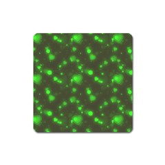 Neon Green Bubble Hearts Square Magnet by PodArtist