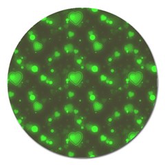 Neon Green Bubble Hearts Magnet 5  (round) by PodArtist