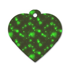 Neon Green Bubble Hearts Dog Tag Heart (one Side)