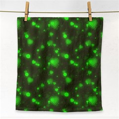 Neon Green Bubble Hearts Face Towel by PodArtist