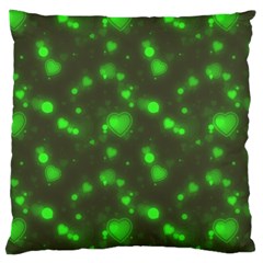 Neon Green Bubble Hearts Large Cushion Case (one Side) by PodArtist