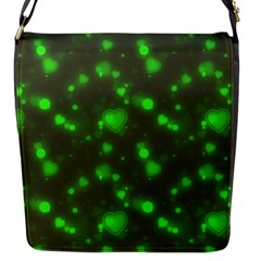 Neon Green Bubble Hearts Flap Messenger Bag (s) by PodArtist