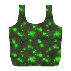 Neon Green Bubble Hearts Full Print Recycle Bags (l)  by PodArtist