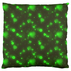 Neon Green Bubble Hearts Large Flano Cushion Case (two Sides) by PodArtist