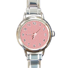 Sexy Red And White Polka Dot Round Italian Charm Watch by PodArtist