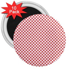 Sexy Red And White Polka Dot 3  Magnets (10 Pack)  by PodArtist