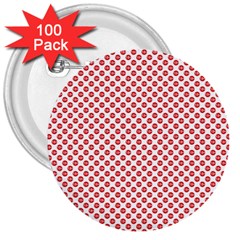 Sexy Red And White Polka Dot 3  Buttons (100 Pack)  by PodArtist