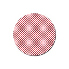 Sexy Red And White Polka Dot Rubber Round Coaster (4 Pack)  by PodArtist