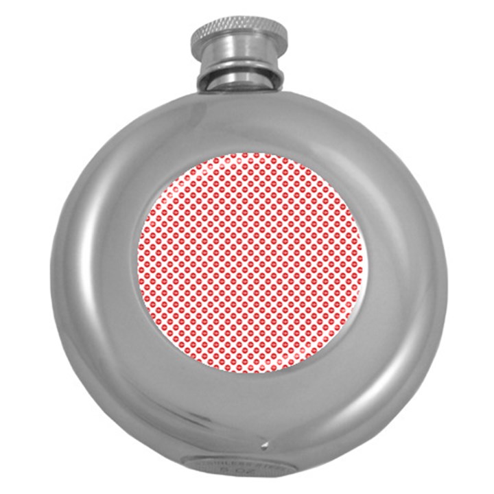 Sexy red and white polka dot Round Hip Flask (5 oz)