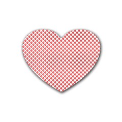 Sexy Red And White Polka Dot Rubber Coaster (heart)  by PodArtist