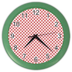 Sexy Red And White Polka Dot Color Wall Clocks by PodArtist