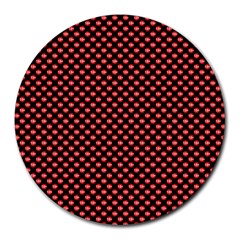 Sexy Red And Black Polka Dot Round Mousepads by PodArtist