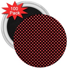 Sexy Red And Black Polka Dot 3  Magnets (100 Pack) by PodArtist