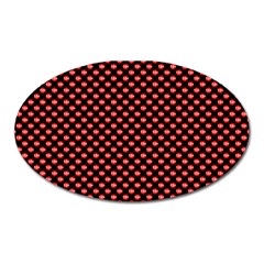 Sexy Red And Black Polka Dot Oval Magnet by PodArtist