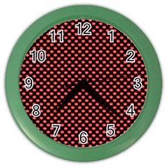 Sexy Red And Black Polka Dot Color Wall Clocks by PodArtist