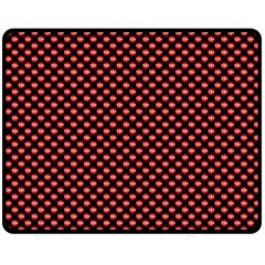 Sexy Red And Black Polka Dot Double Sided Fleece Blanket (medium)  by PodArtist