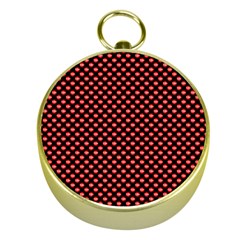 Sexy Red And Black Polka Dot Gold Compasses by PodArtist