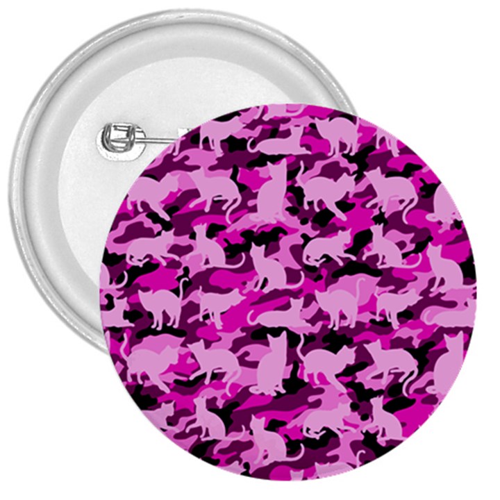 Hot Pink Catmouflage Camouflage 3  Buttons