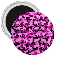 Hot Pink Catmouflage Camouflage 3  Magnets