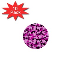 Hot Pink Catmouflage Camouflage 1  Mini Buttons (10 Pack)  by PodArtist