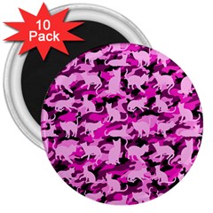 Hot Pink Catmouflage Camouflage 3  Magnets (10 Pack)  by PodArtist