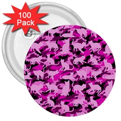 Hot Pink Catmouflage Camouflage 3  Buttons (100 Pack)  by PodArtist