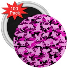 Hot Pink Catmouflage Camouflage 3  Magnets (100 Pack) by PodArtist