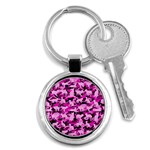 Hot Pink Catmouflage Camouflage Key Chains (Round)  Front