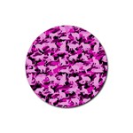 Hot Pink Catmouflage Camouflage Rubber Coaster (Round)  Front