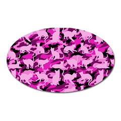 Hot Pink Catmouflage Camouflage Oval Magnet by PodArtist