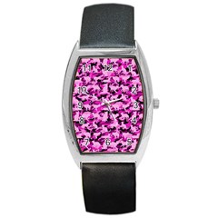 Hot Pink Catmouflage Camouflage Barrel Style Metal Watch by PodArtist