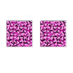 Hot Pink Catmouflage Camouflage Cufflinks (square) by PodArtist