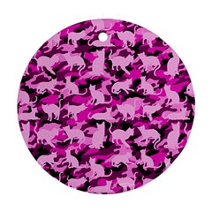 Hot Pink Catmouflage Camouflage Round Ornament (two Sides) by PodArtist