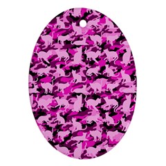 Hot Pink Catmouflage Camouflage Oval Ornament (two Sides) by PodArtist