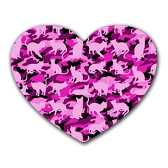 Hot Pink Catmouflage Camouflage Heart Mousepads by PodArtist