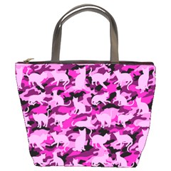 Hot Pink Catmouflage Camouflage Bucket Bags by PodArtist