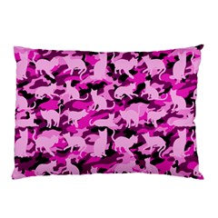 Hot Pink Catmouflage Camouflage Pillow Case by PodArtist