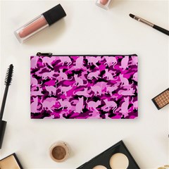 Hot Pink Catmouflage Camouflage Cosmetic Bag (small)  by PodArtist