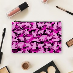 Hot Pink Catmouflage Camouflage Cosmetic Bag (medium)  by PodArtist